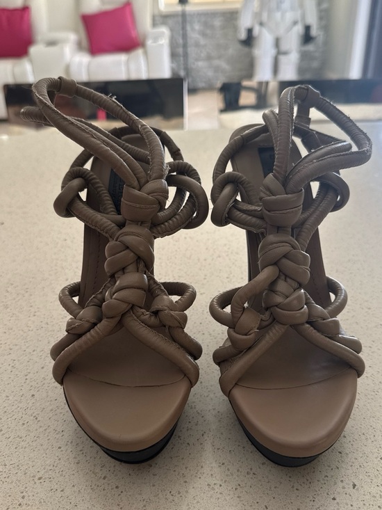 Burberry Shoes - Burberry Taupe Knotted Braided Platform Heels